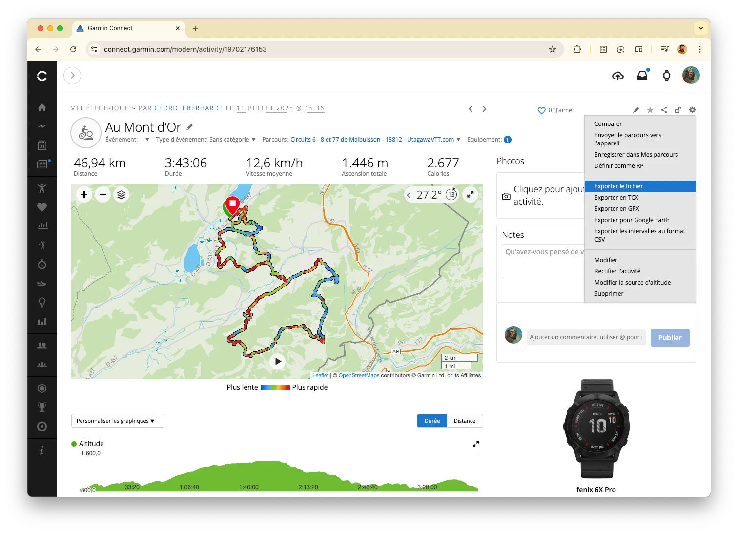Manual import from Garmin Connect